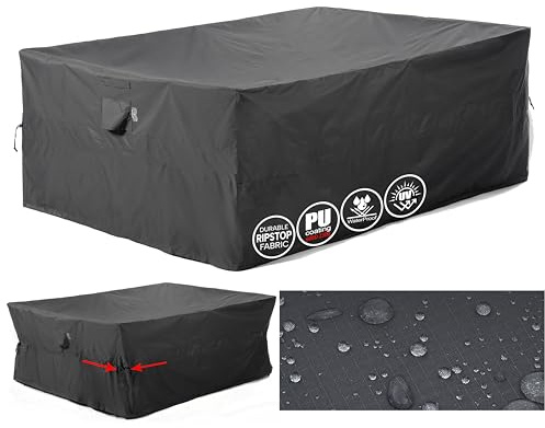 F&J Outdoors Garden Furniture Covers Waterproof Heavy Duty 259×188×84cm | Garden Table Cover Windproof UV Resistant Tear Resistant Rectangular Garden Furniture Cover, Grey