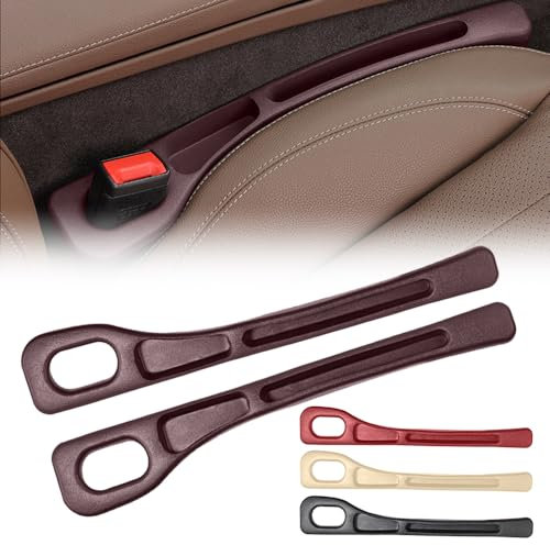 Aufbewahrungsbox für Autositze, 2024 Neuest Autositz Gap Organizer Storage Box, Universal Lückenfüller Organizer für Kleinigkeiten Handys (Braun, 2 Stück)