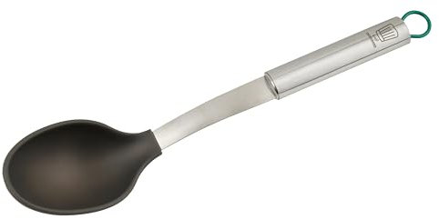 Chefkoch trifft Fackelmann – Premium Servierlöffel aus Edelstahl mit Silikonspitze, Hitzebeständig bis 230° Celsius, Spülmaschinenfest, Ideal für beschichtete Pfannen