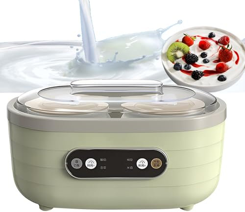 HEGGMKK Pequeña Yogurtera Multifuncional, con 2 Tazas Grandes Y 6 Pequeñas, Pantalla Táctil LCD Inteligente, Calentamiento A Temperatura Constante, Tiempo Ajustable, para Hacer Postres Caseros,A