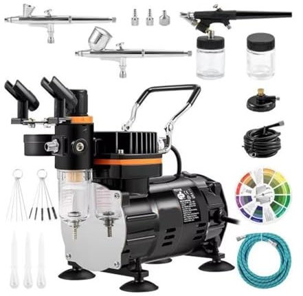 Langjiee Professional Dual-Action Airbrush Kit 120W Electric Spray Gun Air Brush Painting Set Art Nail Tattoo Makeup Model Sprayer