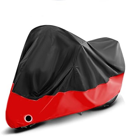 Motorradabdeckung für ABM Falcon 205 Outdoor-Motorradabdeckungen, Motorrad-Schutzhülle mit Schlüsselloch, Motorrad-Schutzhülle, Schwarz, Rot, 265 x 105 x 125 cm