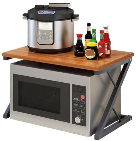 FENGJISUN Küchenregal Mikrowellen Regal Haushalt Z-förmige Mikrowelle Regal Küche Lagerregal Schrank Lagerregal Mikrowellenregal(Black)
