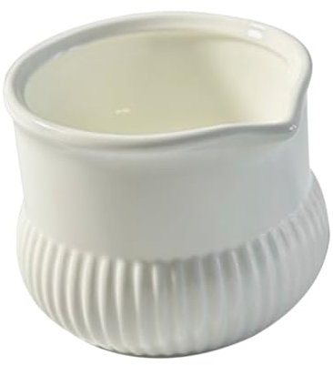 Cabilock Jarra de Leche de Cerámica Blanca Recipiente para Leche y Jarabe para Espumar Café Pequeño y Vintage para Encimera