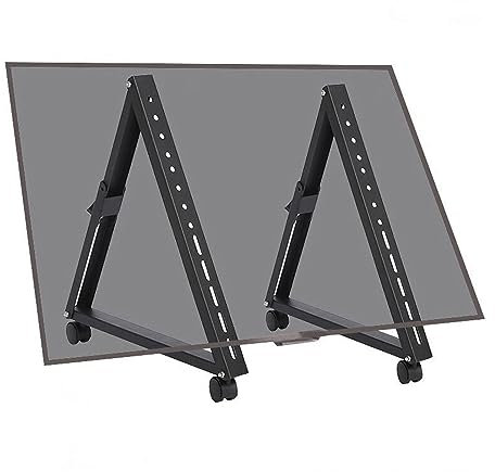 Carrello TV mobile con ruote - montaggio TV rotolante con ruota, per televisori da 40-70 pollici, profilo basso con staffa di connessione rinforzata, carrello monitoraggio del pavimento a basso