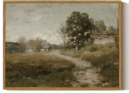 ARPEOTCY Leinwand Bilder mit Rahmen, Klein Vintage Wanddeko, Wandbilder Wohnzimmer Schlafzimmer Badezimmer Küche, Bauernhaus Zimmer Deko Aesthetic, Landschaft kunstdrucke Painting, 40x30cm