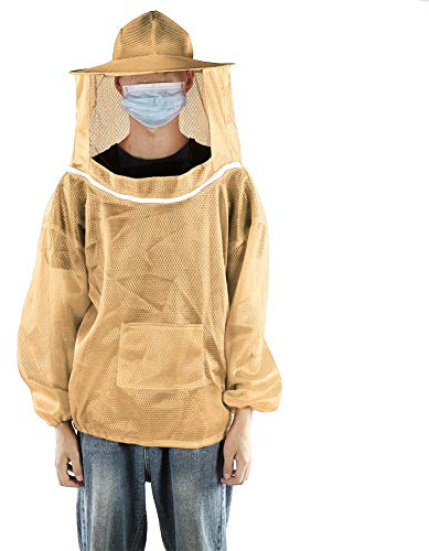 Giacca da apicoltore, tuta da apicoltore, giacca da apicoltore con velo, tuta professionale da apicoltore ventilata, strumenti per l'apicoltura (Arancione e giallo)