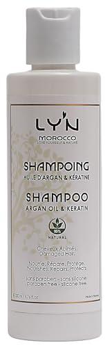 Shampooing Bio à l'Huile d'Argan Marocaine- Nettoie, Nourrit & Renforce les cheveux- Idéal pour le cuir chevelu sensible- Doux pour les cheveux Colorés &Bouclés- Sans Paraben&Silicone& Sulfate -200 ml