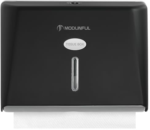 modunful Dispenser Carta Asciugamani a Parete, Distributore di Asciugamani per Tovaglioli Piegati 200+ Fogli, Dispenser Salviette Bagno Commerciale, Nero