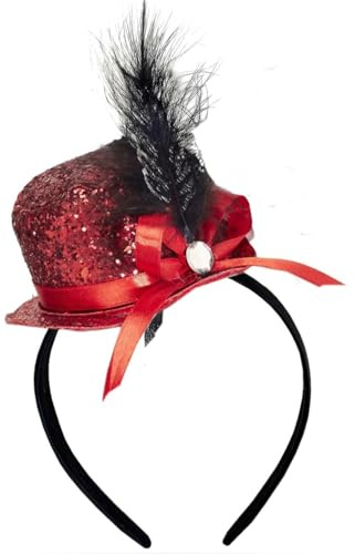 Hatstar Partyhut Zylinder Haarreif | 20er Jahre Kopfschmuck Accessoire für Silvester, Fasching, Karneval, Halloween | Kostüm Haarschmuck für Herren, Damen & Kinder in Rot, Gold, Silber oder Schwarz