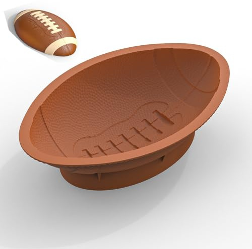 JACKANNA Moule à gâteau en silicone (ballon de rugby) (3D) – Moule à gâteau antiadhésif avec grattoir pour fêtes et chocolat, moule à gâteau en forme de ballon de rugby (1, café)