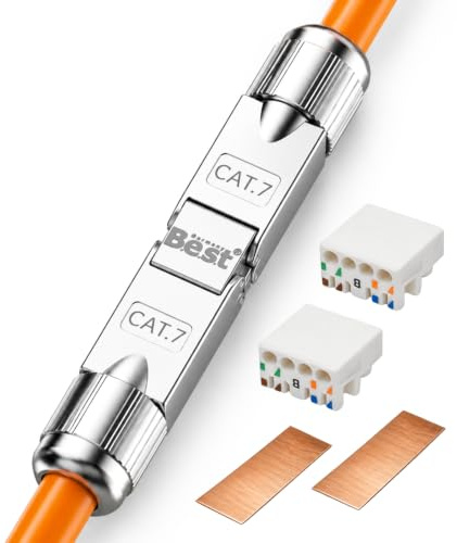 Germany B.e.s.t 1x CAT 7 Netzwerkverbinder werkzeuglos STP Kupplung feldkonfektionierbar für Ethernetkabel Verlegekabel LAN Kabel Kabelverbinder
