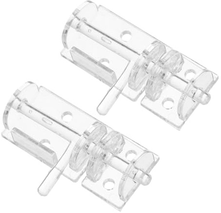 KONTONTY Transparent Adhesive Door Latch Slide Bolt Clear Lock Hasp for Indoor Cabinet Furniture Gate Security Easy Installation for Bedrooms Bathrooms