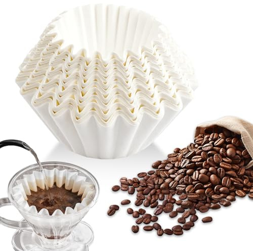 Filtro de café de 80/200 mm, 100 unidades de cesta de filtro de papel para cafetera, compatible con Beem, Philips, Cuisinart, Gastroback, bolsas de filtro de cesta blancas
