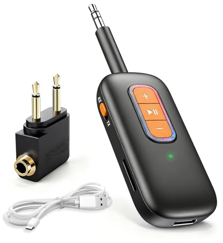 Transmetteur récepteur Bluetooth 5.4, adaptateur Bluetooth auxiliaire sans fil 2 en 1, prise jack 3,5 mm, émetteur Bluetooth HiFi pour TV, PC, voiture, avion, haut-parleur, casque, stéréo, musique