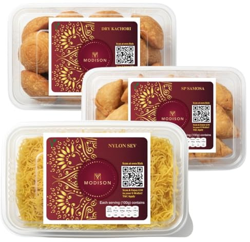 MODISON Namkeen Combo Indian Snacks 540g Party Mix 3 Pack
