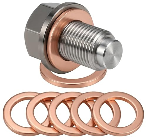 lrgnixs Magnetisk oljeavtappningsskruv, M12 x 1,5 magnettätning oljepanna dräneringsmutter, magnetisk oljebricka skruv med 5 stycken koppartätning, oljeavtappningsplugg för de flesta bilar