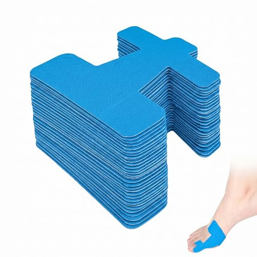 20 Uds para Juanetes, Cinta Kinesiológica Precortada para Alivio del Dolor y Corrector de Juanetes, Kinesiotape, Vendaje Neuromuscular Impermeable y Transpirable, 93x90mm, Azul