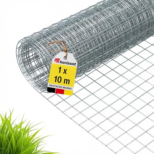 horizont Volierendraht - 1 x 10 m - Maschenweite 12,7 mm - verzinkt - Drahtgitter für Voliere, Hasengitter, Mäusegitter, Drahtgeflecht, Maschendraht