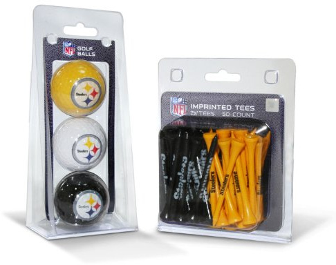 Team Golf Golfbälle mit NFL Logo (3 Stück) & 6,5 cm Regulierung Golf Tees (50 Stück) – Ballfarben können variieren