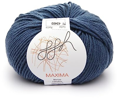ggh Maxima - 100% Merinowolle extrafein und superwash - Lauflänge 110m auf 50g - Nadelstärke 4-5 - Wolle zum Stricken oder Häkeln - Farbe 071 - Ozeanblau