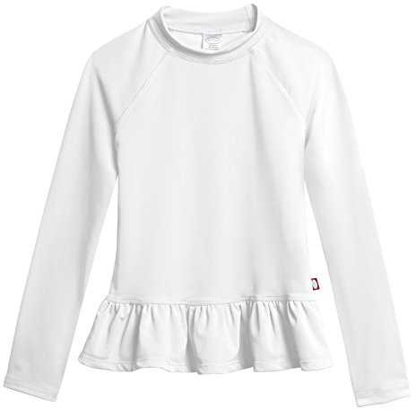 City Threads Rash Guard for Girls SPF 50+ Made in USA, Long Sleeve Swim Shirt with Sun Protection (White, 6)