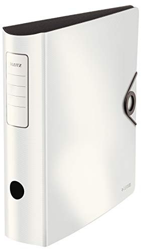 Leitz Qualitäts-Ordner 180° Active Solid, A4, Breit, Abgerundeter Rücken, 8,2 cm breit, Gummibandverschluss, Leichtes Polyfoam, Plastik-Ordner, Weiß, 10471001