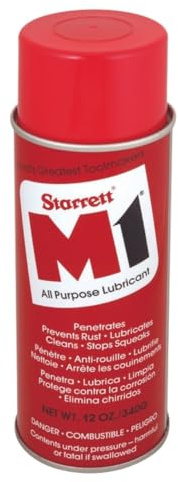 Starrett M1 Industrial Quality All-Purpose Lubricant - Micro-Thin, Airtight Coating, Silicone-Free, Penetrates Quickly, Cleans and Polishes - 12 oz. Aerosol Can - M1-95173