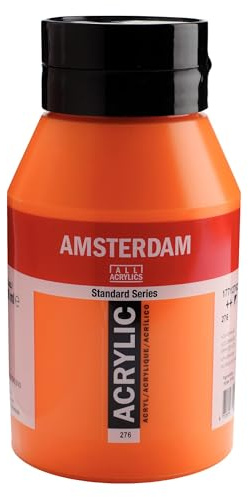 Amsterdam Standard Serie Acrylglas 1000ml Azo Orange 276 (17712762) | Lebendige Farbe mit Acrylharz-Binder, hohe Lichtechtheit, auf Wasserbasis, starke Deckkraft, sichtbare Pinselstriche