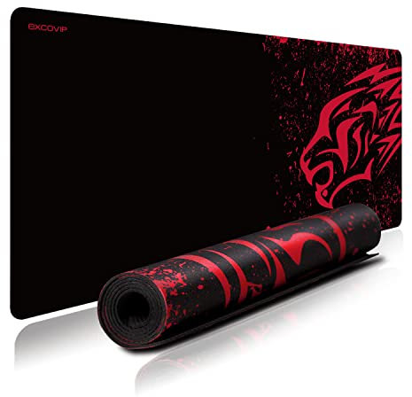 EXCO XXL Extended Gaming Mauspad- 700 * 300mm Dickes glattes extra großes Mousepad, Fransenfreie Ränder - rutschfest mauspad XXL Red Leopard