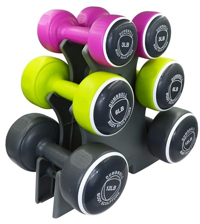 Body Sculpture BW108T Smart Dumbbell Tower | Grey/Pink/Green, 1.5KG, 3KG & 5KG Sets Included
