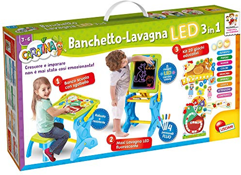Liscianigiochi Carotina Banchetto-Lavagna Led 3 In 1 Gioco Per Bambini, 77465, Multicolore, ‎37.5 x 9 x 67 cm; 2.86 Kg