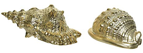 Kaemingk Schnecke Muschel maritim Porzellan Gold 2er Set H ca. 7 cm