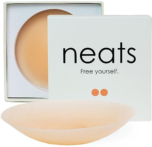 NEATS Nipple Covers for Women, Reusable & Hypoallergenic Silicone Pasties, Adhesive Breast Petals (Champagne, 8cm)