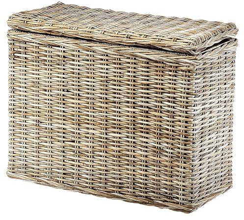 Kobolo Wäschesortierer Wäschesammler - 3 Fächer - Rattan Kubu grau