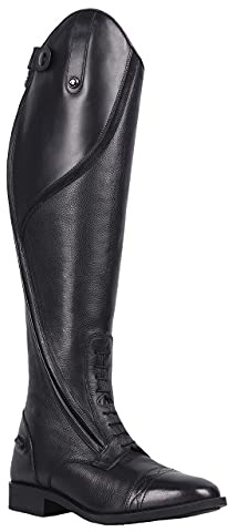 QHP Eleganter Damen Leder-Reitstiefel Tamar Adult normal (schwarz, numeric_37)