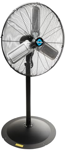 Tornado 24 Heavy Duty High Velocity Pedestal Fan, 3 Speed, 7600 CFM, 1/4 HP, Ideal for Commercial & Industrial Spaces, UL Listed, 6.6 FT Cord
