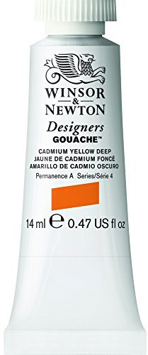 Winsor & Newton 8840478 Designer Gouache - Kadmiumgelb Dunkel, 14ml Tube - matte deckende Gouachefarben, Ideal für Gouachemalerei, Brillante, lichtechte Farben mit großer Deckkraft
