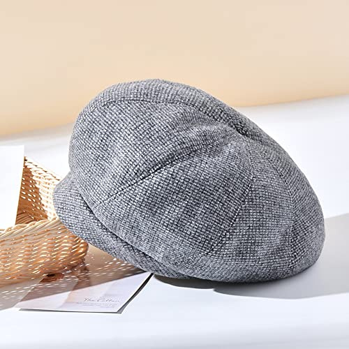 Duories Klassische Damen Beanie Mütze Warme Wintermütze Wollmütze Baskenmütze Herbstmütze Barett Mütze Beret Cap Baskenmütze Schiebermütze Schlapphut für Frauen Mädchen,Grau