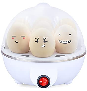 Huevera eléctrica con soporte para hasta 7 huevos, función de apagado automático, apta para cocción suave, media o dura, 350 W, color blanco