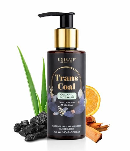 Unisaif Transcoal Charcoal Face Wash - Natural Charcoal Face Wash Men & Women | Acne Prevention Exfoliating Face Wash | Oil Control | Deep Facial Cleanser 100ML