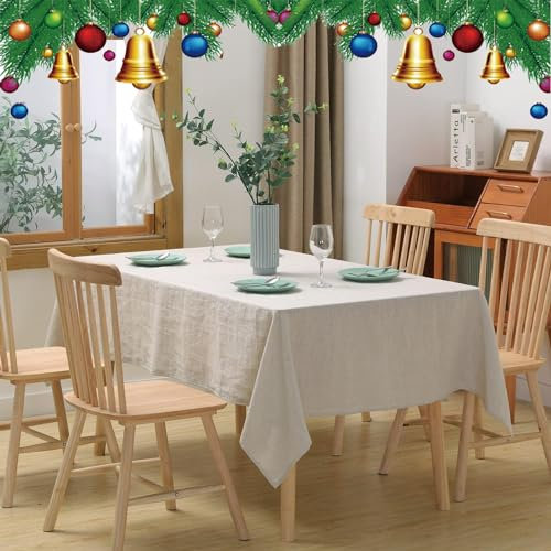 CHUFFED 100% Leinen Tischdecke Rechteckige Tischdecke-Hochwertige Leinen Stofftischdecke für Küchentisch und Esstisch, Natürliche Eleganz für Ihr Zuhause (Natur, 140 × 160 cm)