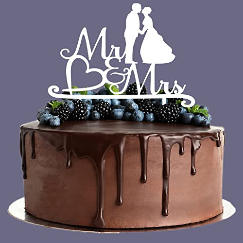 Cake Topper aus Acryl zur Hochzeit | Verlobung | Mr & Mrs | Kuchendeko Tortenstecker | weiß | Kuchendekoration und Tortenschmuck | Hochzeitsgeschenk |100% Made in Germany