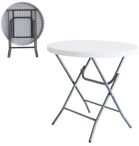 LOLAhome Mesa Plegable de diámetro 80 cm, Acero Anticorrosión y HDPE