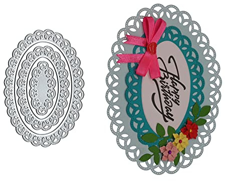 3-teiliges ovales Rahmen-Set, Metall-Stanzformen, Blume, ovale Wellenbordüre, Stanzschablonen, für DIY-Einladungen, Karten, Scrapbooking, Alben, dekorative Prägeschablonen, Kartenherstellung