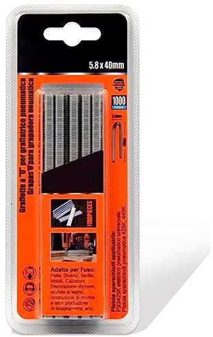 Tradineur - Lot de 1 000 agrafes pour agrafeuses pneumatiques - Fabriqué en fer - Agrafes de 5,8 x 40 mm