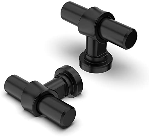 FURNIWARE 5 pcs Cabinet Knobs Pulls Handles, Matt Black Drawer Pulls Door Handles, Furniture Cupboard Drawer Cupboard Dresser Handles and Knobs for Kitchen Dresser Drawer Bathroom