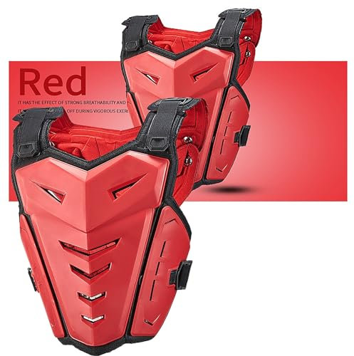 Motorrad-Schutzpanzer for Erwachsene, Rückenprotektor, Brust, Wirbelsäule, Schulter, Arm, Ellenbogen, Knie, Motocross-Protektor, Ski, Skaten, Schutzweste (Color : Red)