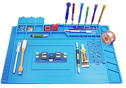 Holdes Silicone Repair Mat, Heat Resistant Work Mat, Electronic Anti-Static Repair Mat – Large 45 x 30 cm Pad for Soldering Station