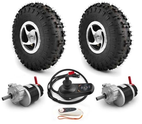 Dual10 Pollici Ruota 24V 700W Giardino Carrello Portautensili Elettrico Tosaerba Kit Motoriduttore Spazzolato con Leva E-Brake (10 with remote, Max speed 4kph)